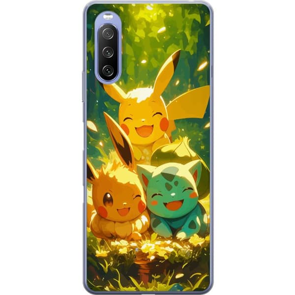 Sony Xperia 10 III Gennemsigtig cover Pixelmonster spillestil - farverig design til retro-elskende gamere