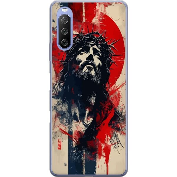Sony Xperia 10 III Lite Genomskinligt Skal Jesus med kors – kristet motiv med stark symbolik om tro och hopp