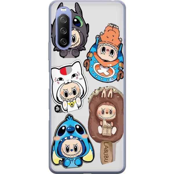 Sony Xperia 10 III Lite Läpinäkyvä kuori Labubu hahmokokoelma - Pop Mart Labubu The Monsters väriluulisessa muotoilussa