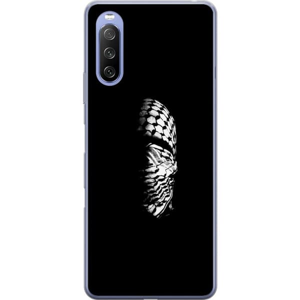 Sony Xperia 10 III Lite Gennemsigtig cover Keffiyeh-mønster - klassisk sort-hvid palæstinensisk tørklæde med kulturel betydning