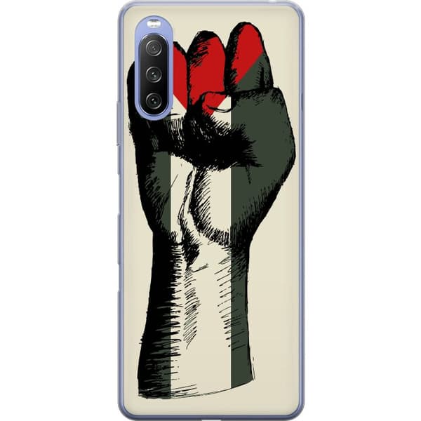 Sony Xperia 10 III Lite Genomskinligt Skal Hand knuten i Palestinas färger – kraftfull symbol för frihetsrörelsen