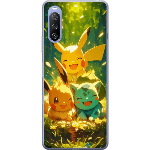 Sony Xperia 10 III Lite Gennemsigtig cover Pixelmonster spillestil - farverig design til retro-elskende gamere