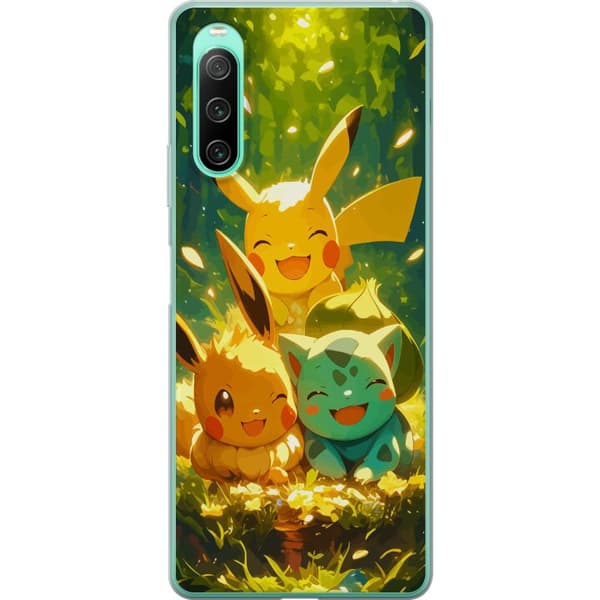 Sony Xperia 10 IV Gjennomsiktig deksel Pixelmonster spillstil - fargerik design for retro-elskende spillere
