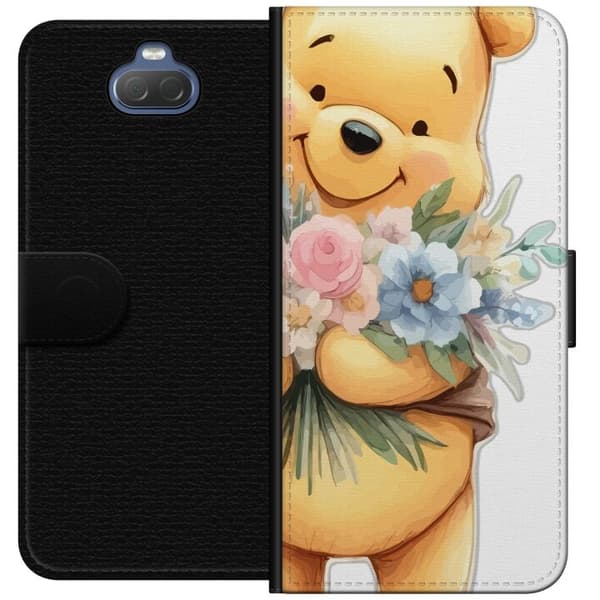 Sony Xperia 10 Plus Lommeboketui Nalle Puh med blomster - klassisk barnefavoritt i en blomstrende vår miljø