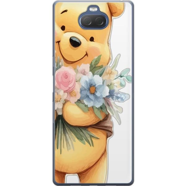 Sony Xperia 10 Plus Genomskinligt Skal Nalle Puh med blommor – klassisk barnfavorit i blommande vårmiljö