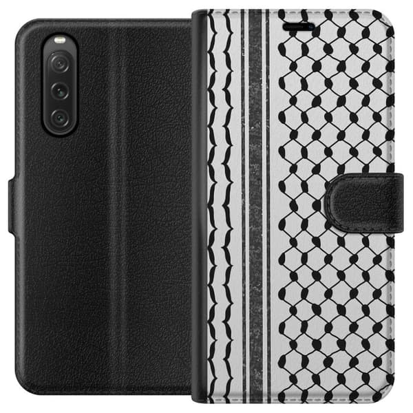 Sony Xperia 10 V Tegnebogsetui Palæstinensisk mønster - inspireret af traditionel stil keffiyeh-stof