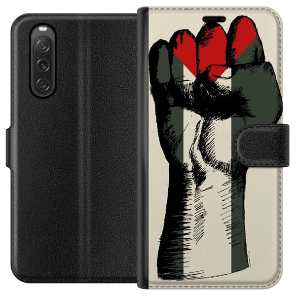 Sony Xperia 10 V Lommeboketui Hand knyttet i Palestinas farger - kraftig symbol for frihetsbevegelsen