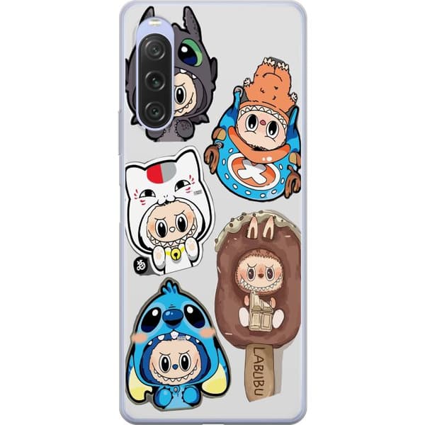 Sony Xperia 10 V Gjennomsiktig deksel Labubu figure samling - Pop Mart Labubu The Monsters i fargerik design