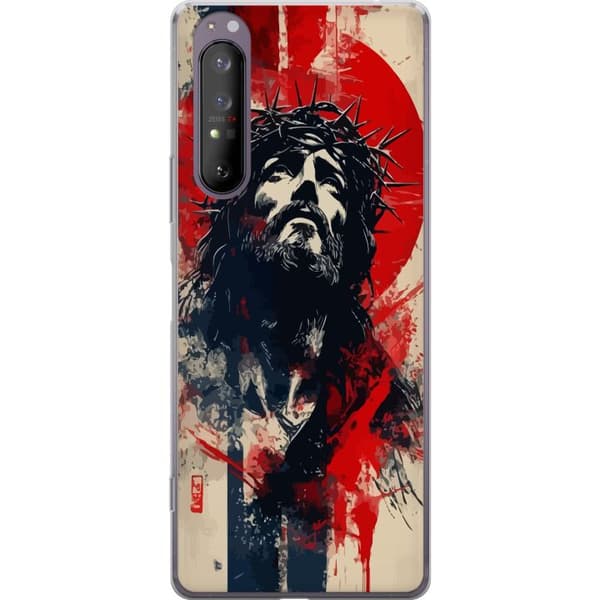 Sony Xperia 1 II Gjennomsiktig deksel Jesus med kors - kristent motiv med sterk symbolikk om tro og håp