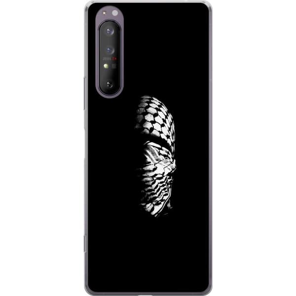Sony Xperia 1 II Gjennomsiktig deksel Keffiyeh-mønster - klassisk svart-hvit palestinsk sjal med kulturell betydning