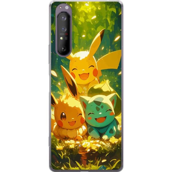 Sony Xperia 1 II Gennemsigtig cover Pixelmonster spillestil - farverig design til retro-elskende gamere