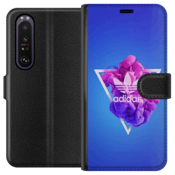 Sony Xperia 1 III Lompakkokotelo Adidas-inspiroitunut sininen muotoilu - urheilullinen motiivi retro-vibeillä sinisissä sävyissä