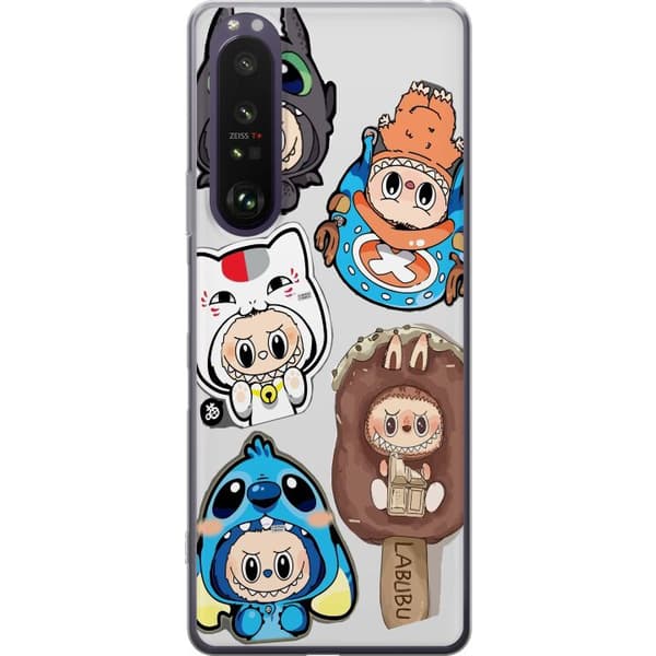 Sony Xperia 1 III Gjennomsiktig deksel Labubu figure samling - Pop Mart Labubu The Monsters i fargerik design