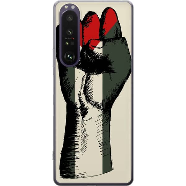 Sony Xperia 1 III Gjennomsiktig deksel Hand knyttet i Palestinas farger - kraftig symbol for frihetsbevegelsen