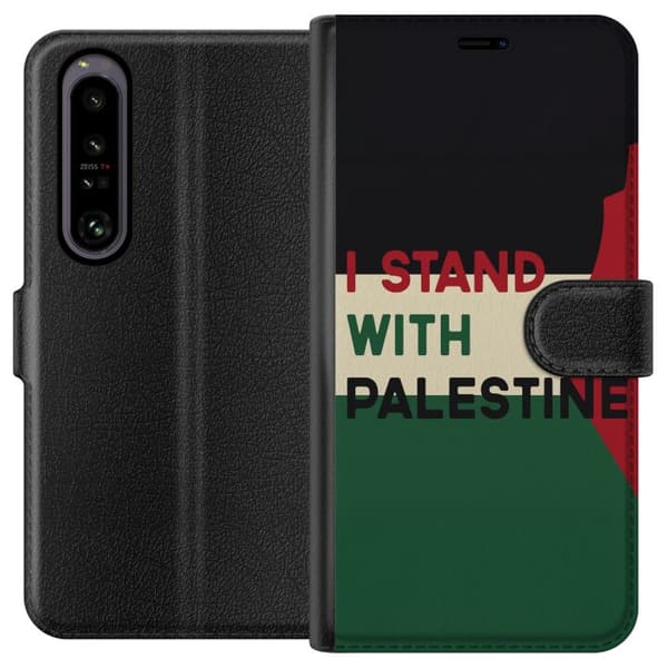 Sony Xperia 1 IV Tegnebogsetui Stå sammen med Palæstina - solidaritetsdesign med en stærk besked