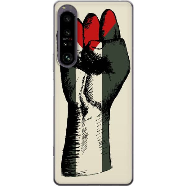 Sony Xperia 1 IV Genomskinligt Skal Hand knuten i Palestinas färger – kraftfull symbol för frihetsrörelsen
