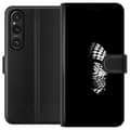 Miniatyrbilde 1 av 3: Sony Xperia 1 V Lommeboketui Keffiyeh-mønster - klassisk svart-hvit palestinsk sjal med kulturell betydning