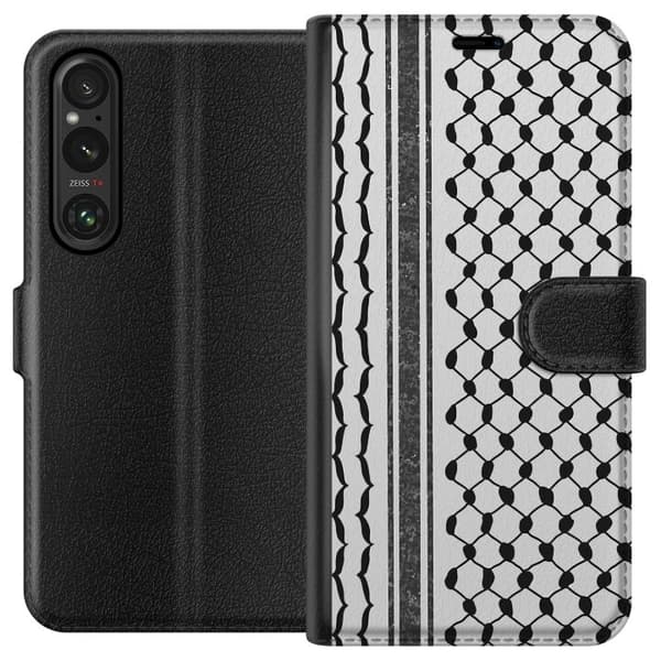 Sony Xperia 1 V Lommeboketui Palestinsk mønster - inspirert av tradisjonell stil keffiyeh-stoff