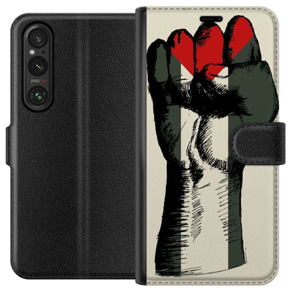 Sony Xperia 1 V Lommeboketui Hand knyttet i Palestinas farger - kraftig symbol for frihetsbevegelsen