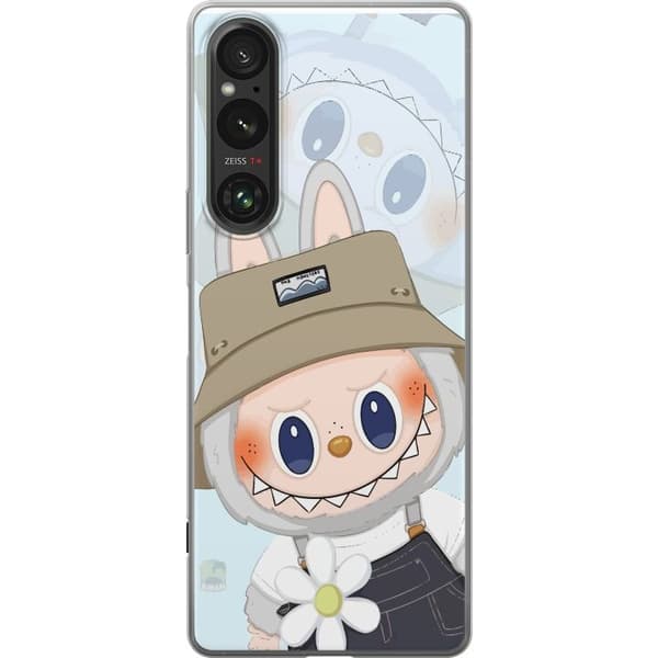 Sony Xperia 1 V Gennemsigtig cover Labubu med hat - Pop Mart figur Mr. Butcher i retro-stil med karakter