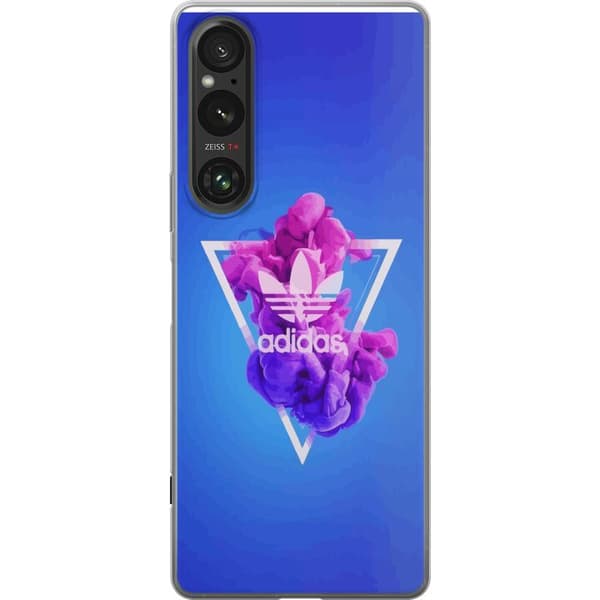 Sony Xperia 1 V Gjennomsiktig deksel Adidas-inspirert blått design - sporty motiv med retro vibe i blåtoner