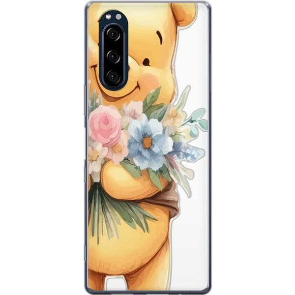 Sony Xperia 5 Gjennomsiktig deksel Nalle Puh med blomster - klassisk barnefavoritt i en blomstrende vår miljø