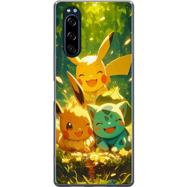 Sony Xperia 5 Gennemsigtig cover Pixelmonster spillestil - farverig design til retro-elskende gamere