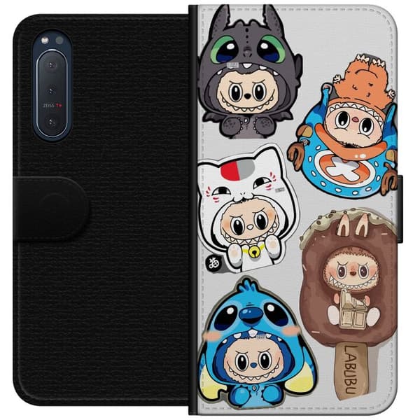 Sony Xperia 5 II Plånboksfodral Labubu figursamling – Pop Mart Labubu The Monsters i färgglad design