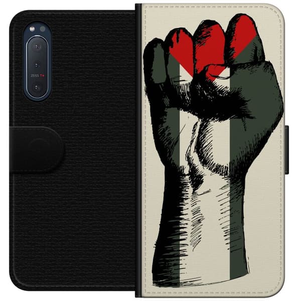 Sony Xperia 5 II Plånboksfodral Hand knuten i Palestinas färger – kraftfull symbol för frihetsrörelsen