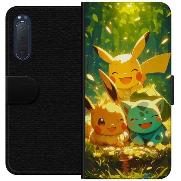 Sony Xperia 5 II Tegnebogsetui Pixelmonster spillestil - farverig design til retro-elskende gamere