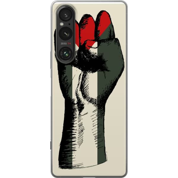 Sony Xperia 1 VI Gennemsigtig cover Hånd bundet i Palæstinas farver - kraftfuldt symbol for frihedsbevægelsen