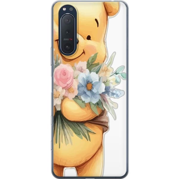 Sony Xperia 5 II Genomskinligt Skal Nalle Puh med blommor – klassisk barnfavorit i blommande vårmiljö