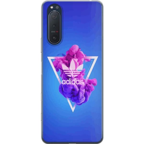 Sony Xperia 5 II Gennemsigtig cover Adidas-inspireret blåt design - sporty motiv med retrovibe i blå toner