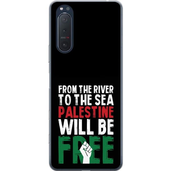 Sony Xperia 5 II Genomskinligt Skal Free Palestine – politiskt statement med kraftfullt grafiskt uttryck