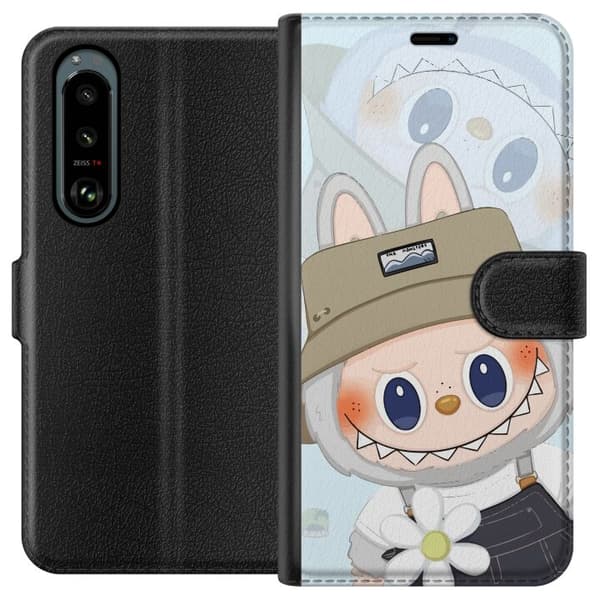 Sony Xperia 5 III Lompakkokotelo Labubu hattuineen - Pop Mart -hahmo Mr. Butcher retrotyylillä ja luonteella