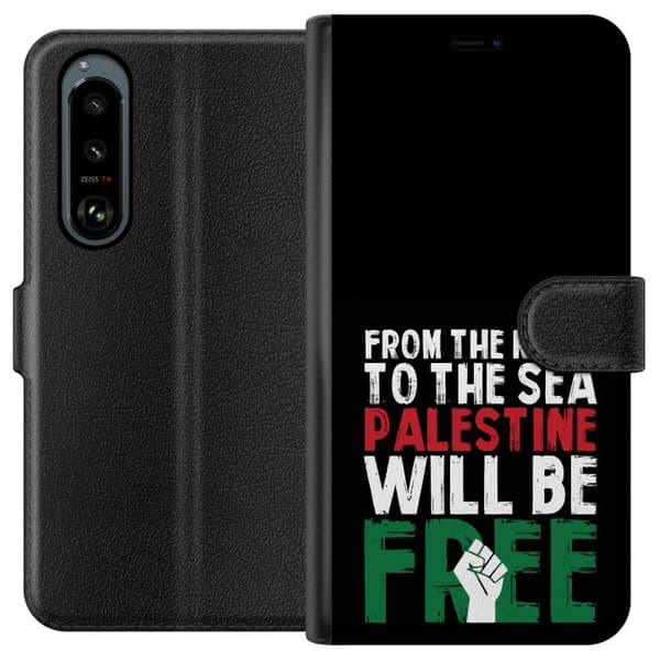 Sony Xperia 5 III Plånboksfodral Free Palestine – politiskt statement med kraftfullt grafiskt uttryck