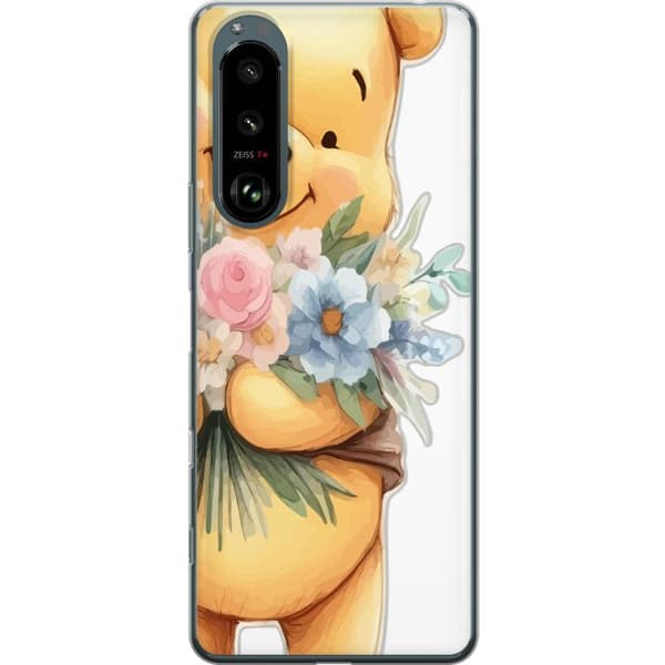 Sony Xperia 5 III Gjennomsiktig deksel Nalle Puh med blomster - klassisk barnefavoritt i en blomstrende vår miljø