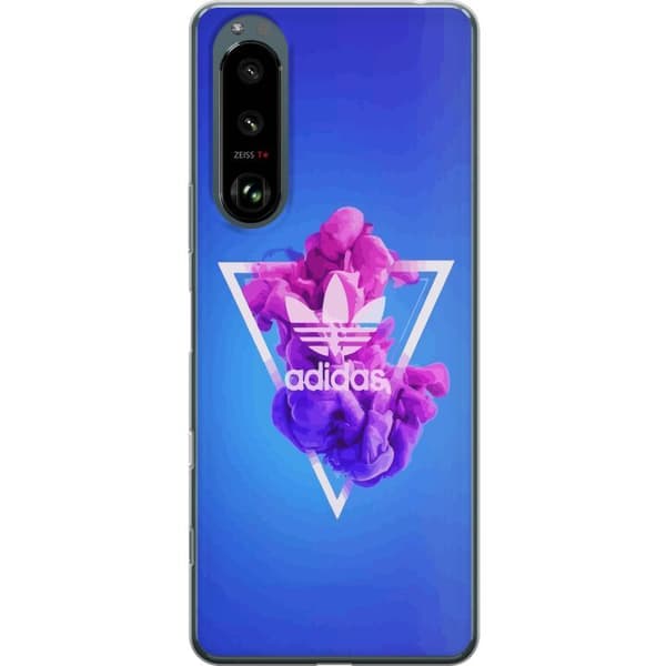 Sony Xperia 5 III Läpinäkyvä kuori Adidas-inspiroitunut sininen muotoilu - urheilullinen motiivi retro-vibeillä sinisissä sävyissä