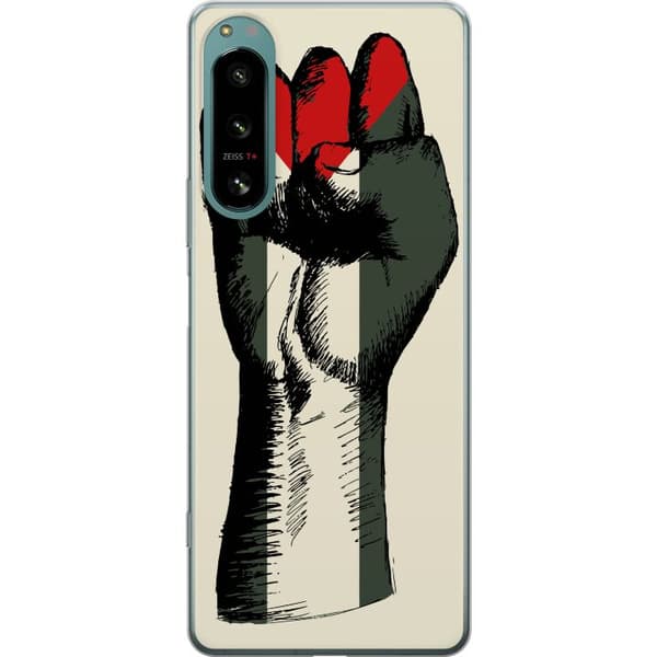 Sony Xperia 5 IV Gjennomsiktig deksel Hand knyttet i Palestinas farger - kraftig symbol for frihetsbevegelsen
