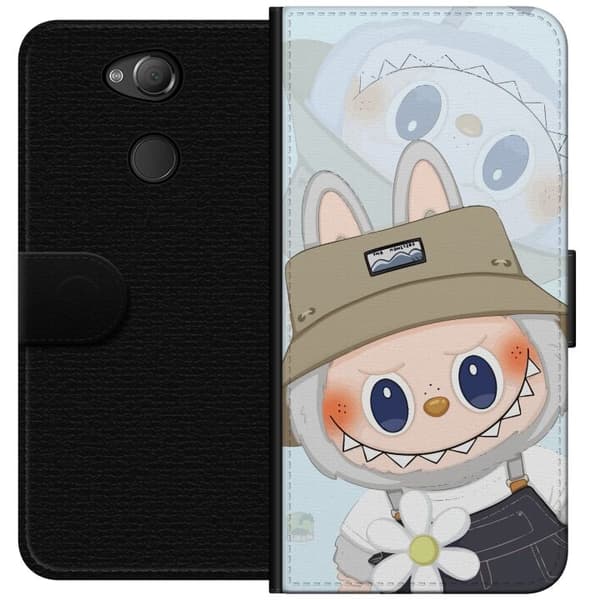 Sony Xperia XA2 Plånboksfodral Labubu med hatt – Pop Mart-figur Mr. Butcher i retro stil med karaktär