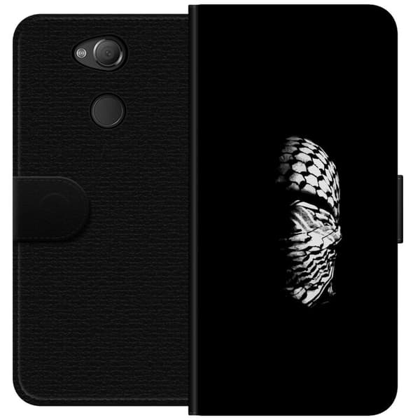 Sony Xperia XA2 Lommeboketui Keffiyeh-mønster - klassisk svart-hvit palestinsk sjal med kulturell betydning