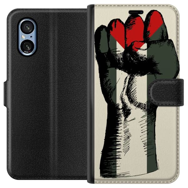 Sony Xperia 5 V Lommeboketui Hand knyttet i Palestinas farger - kraftig symbol for frihetsbevegelsen