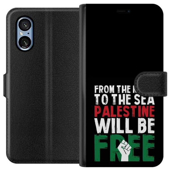 Sony Xperia 5 V Plånboksfodral Free Palestine – politiskt statement med kraftfullt grafiskt uttryck