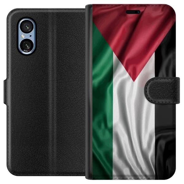 Sony Xperia 5 V Tegnebogsetui Palestinaflaget – ikonisk frihedssymbol i rød, sort, hvid og grøn
