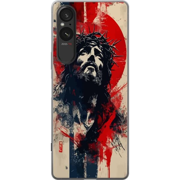 Sony Xperia 5 V Genomskinligt Skal Jesus med kors – kristet motiv med stark symbolik om tro och hopp