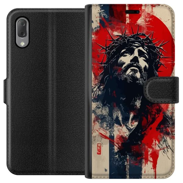 Sony Xperia L3 Lommeboketui Jesus med kors - kristent motiv med sterk symbolikk om tro og håp