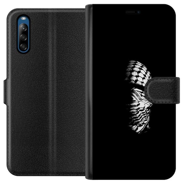 Sony Xperia L4 Tegnebogsetui Keffiyeh-mønster - klassisk sort-hvid palæstinensisk tørklæde med kulturel betydning