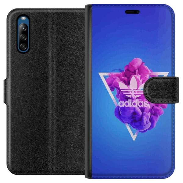 Sony Xperia L4 Tegnebogsetui Adidas-inspireret blåt design - sporty motiv med retrovibe i blå toner