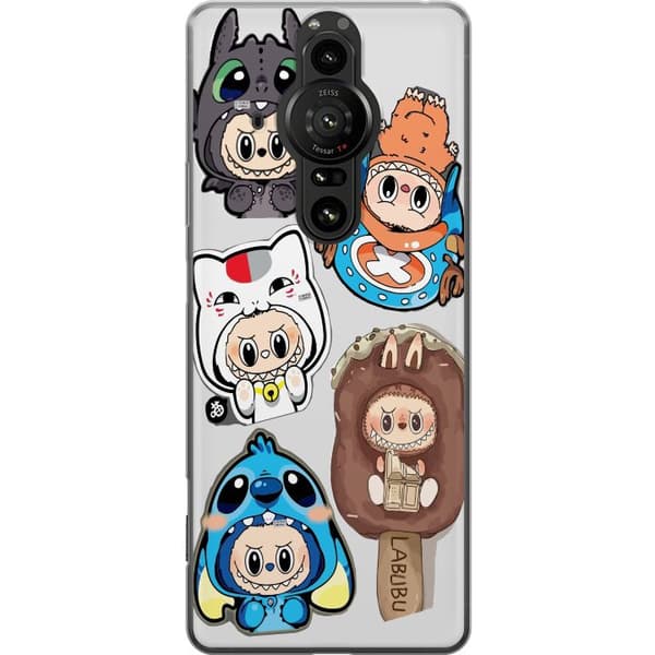 Sony Xperia Pro-I Gennemsigtig cover Labubu figur samling - Pop Mart Labubu The Monsters i farverigt design