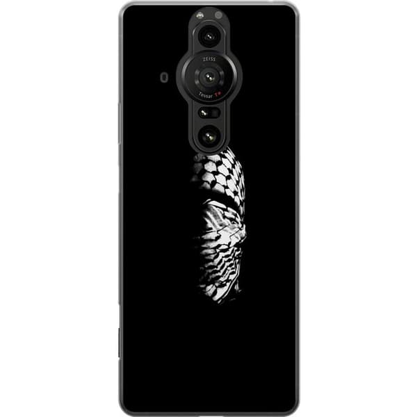 Sony Xperia Pro-I Läpinäkyvä kuori Keffiyeh-kuviointi - klassinen palestiinalainen mustavalkoinen shaali, jolla on kulttuurinen merkitys